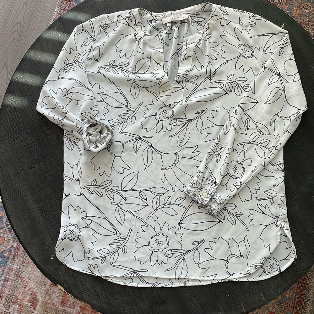 LOFT Long Sleeve Floral Print Blouse